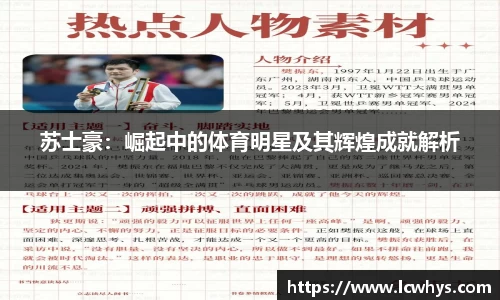 苏士豪：崛起中的体育明星及其辉煌成就解析